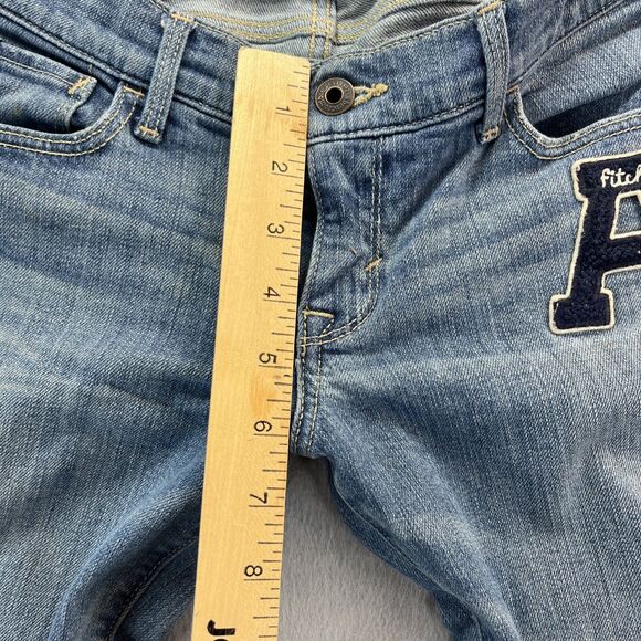 Abercrombie Kids Girls Denim Skinny Jeans Size 16 A Fitch Varsity Patch - Picture 12 of 13